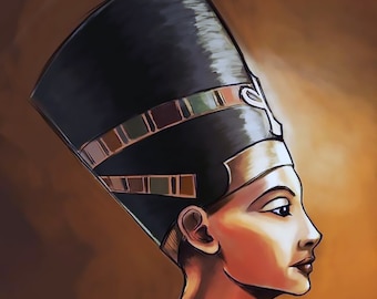 Nefertiti, Queen Of Egypt  - Egyptian Art - Ancient Egypt - Hand Painted Oil Painting On Canvas