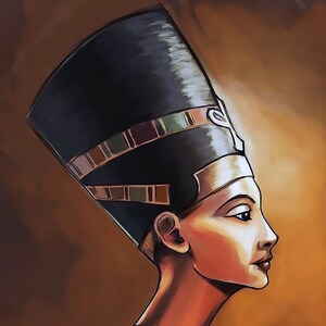 Nofretete, Königin Von Ägypten - Ägyptische Kunst - Altes Ägypten - Handgemaltes Ölgemälde Auf Leinwand
