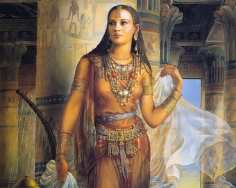 エジプトの女王クレオパトラ - エジプト美術 - キャンバスに手描きされ