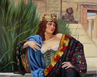 Hand Painted Artwork - The Egyptian Princess At The Temple - Egyptian Art - Ancient Egypt - Hand Painted Oil Painting On Canvas