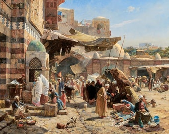 Hand Painted Artwork - Market in Jaffa, Palestine - Islamic Art - Arabic Art - Hand Painted Oil Painting On Canvas