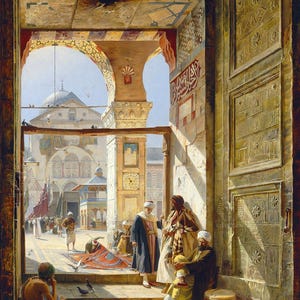 Hand Painted Artwork - The Gate Of The Great Umayyad Mosque in Damascus - Islamic Art - Arabic Art - Hand Painted Oil Painting On Canvas