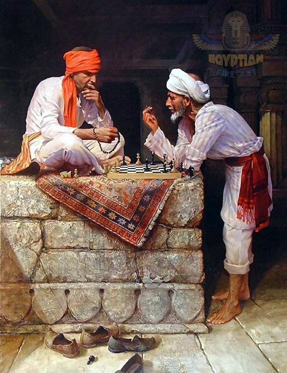 The Chess Game - Arabic Art - Islamic Art - Hand Painted Oil Painting On Canvas