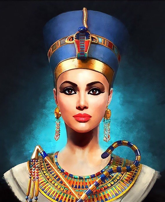 Etsy Painted Beautiful Paintings Oil Art - the Art Canvas Queen Egyptian Egyptian on Decor Wall Hand Egyptian Nefertiti