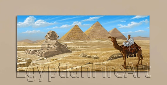 エジプトの風景 - 文明 - エジプト美術 - キャンバスに手描きされた
