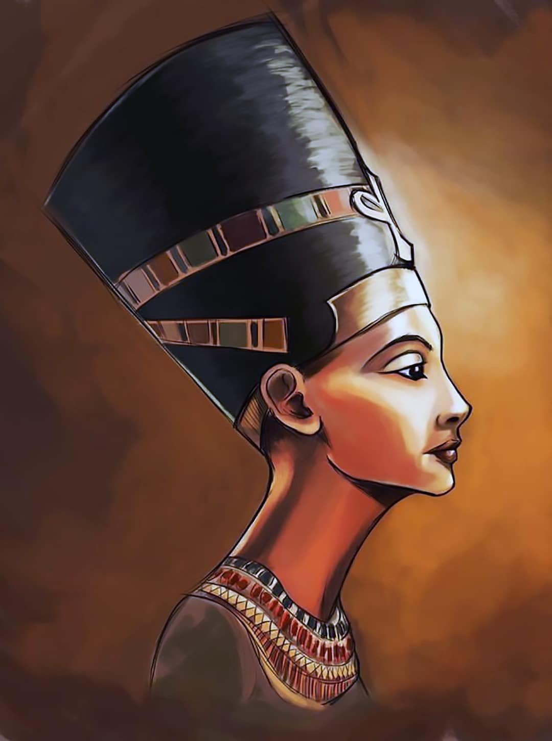 Nefertiti, Queen of Egypt Egyptian Art Ancient Egypt Hand Painted Oil ...