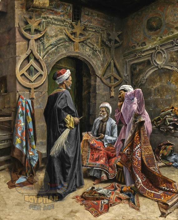 Arabic Carpet Merchant Hand Painted Oil Painting On Canvas Arabic Art Islamic Art