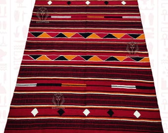 Handwoven Bedouin Kilim Rug - 100% Wool - Egyptian Kilim - Arabic Bedouin Wool Rug - Handmade Islamic Kilim Carpet - 5x7 feet Oriental Rug