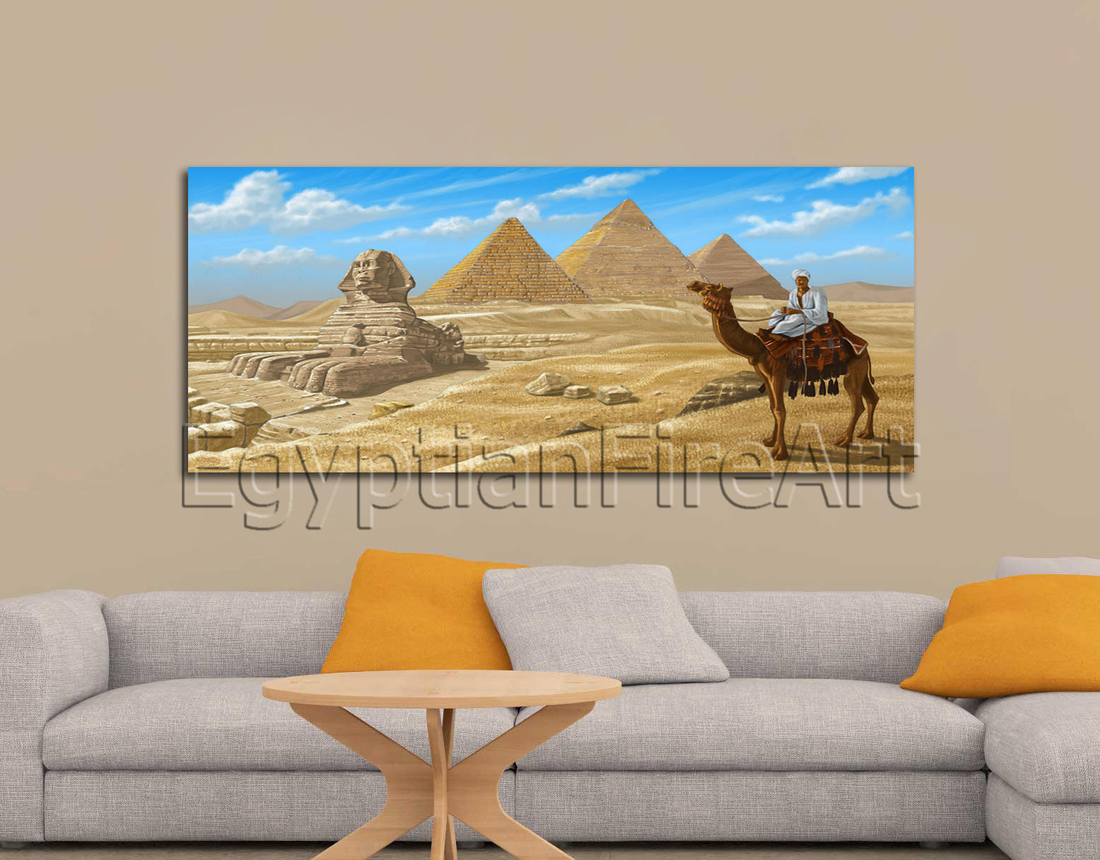 エジプトの風景 - 文明 - エジプト美術 - キャンバスに手描きされた