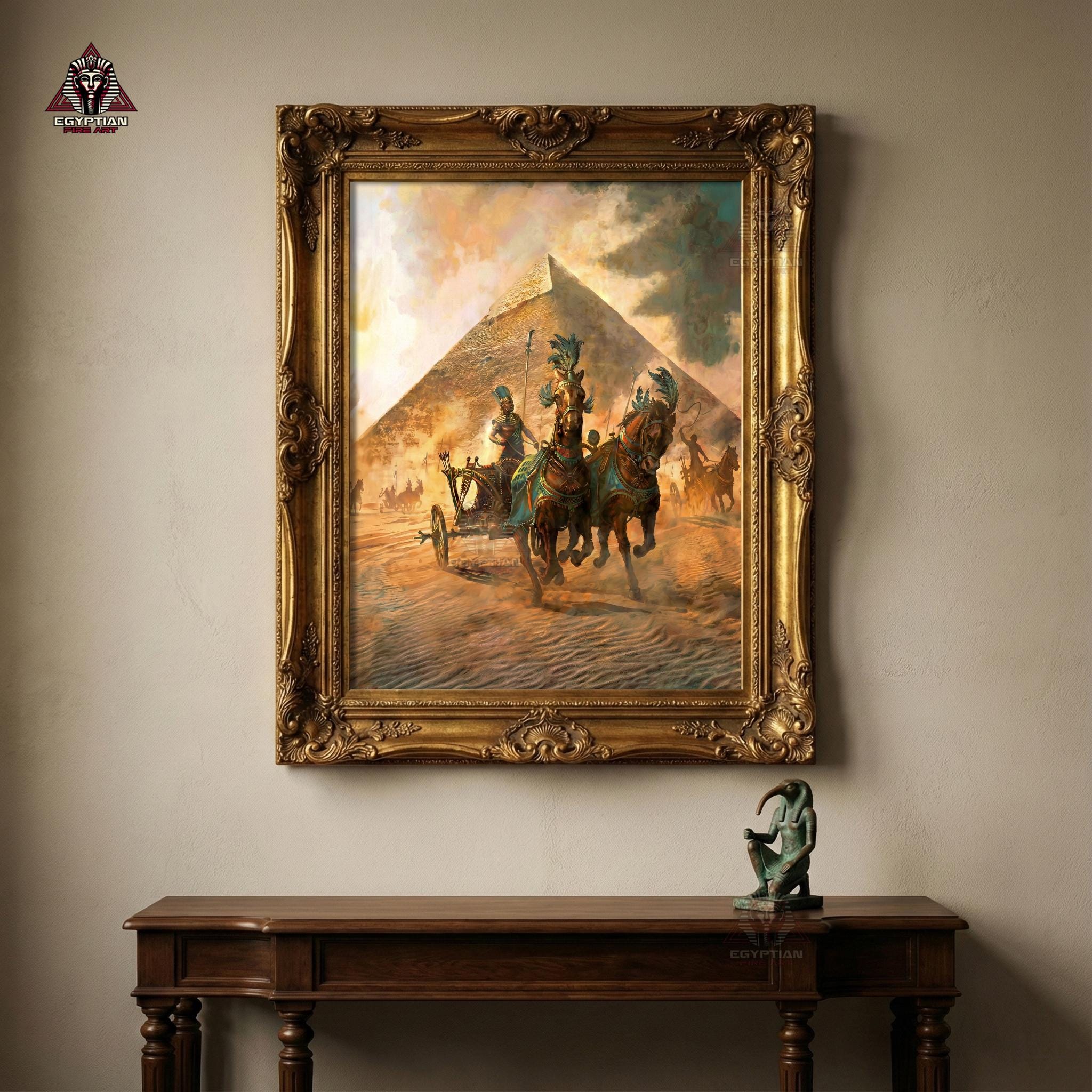 手描きのアートワーク - ギザのピラミッドにある古代エジプトの