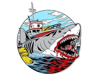 JAWS Shark enamel pin