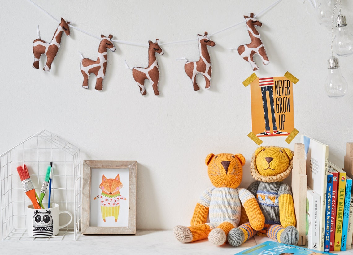 Giraffe wall hanging garland bunting safari nursery Etsy