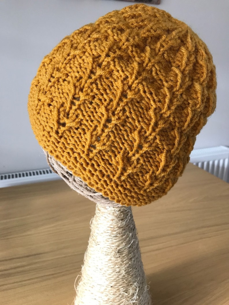 Warm Present for Christmas Hand Knitted Unisex Woollen Mustard colour Beanie Winter Hat Knit Accessories
