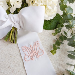 Bouquet Ribbon Wedding Bouquet Ribbon Bridal Bouquet Ribbon Wedding Bouquet Accessory Bridesmaid Bouquet Wrap Monogram Wedding image 1