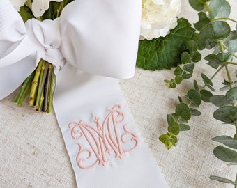 Bouquet Ribbon Wedding Bouquet Ribbon Bridal Bouquet Ribbon Wedding Bouquet Accessory Bridesmaid Bouquet Wrap Monogram Wedding