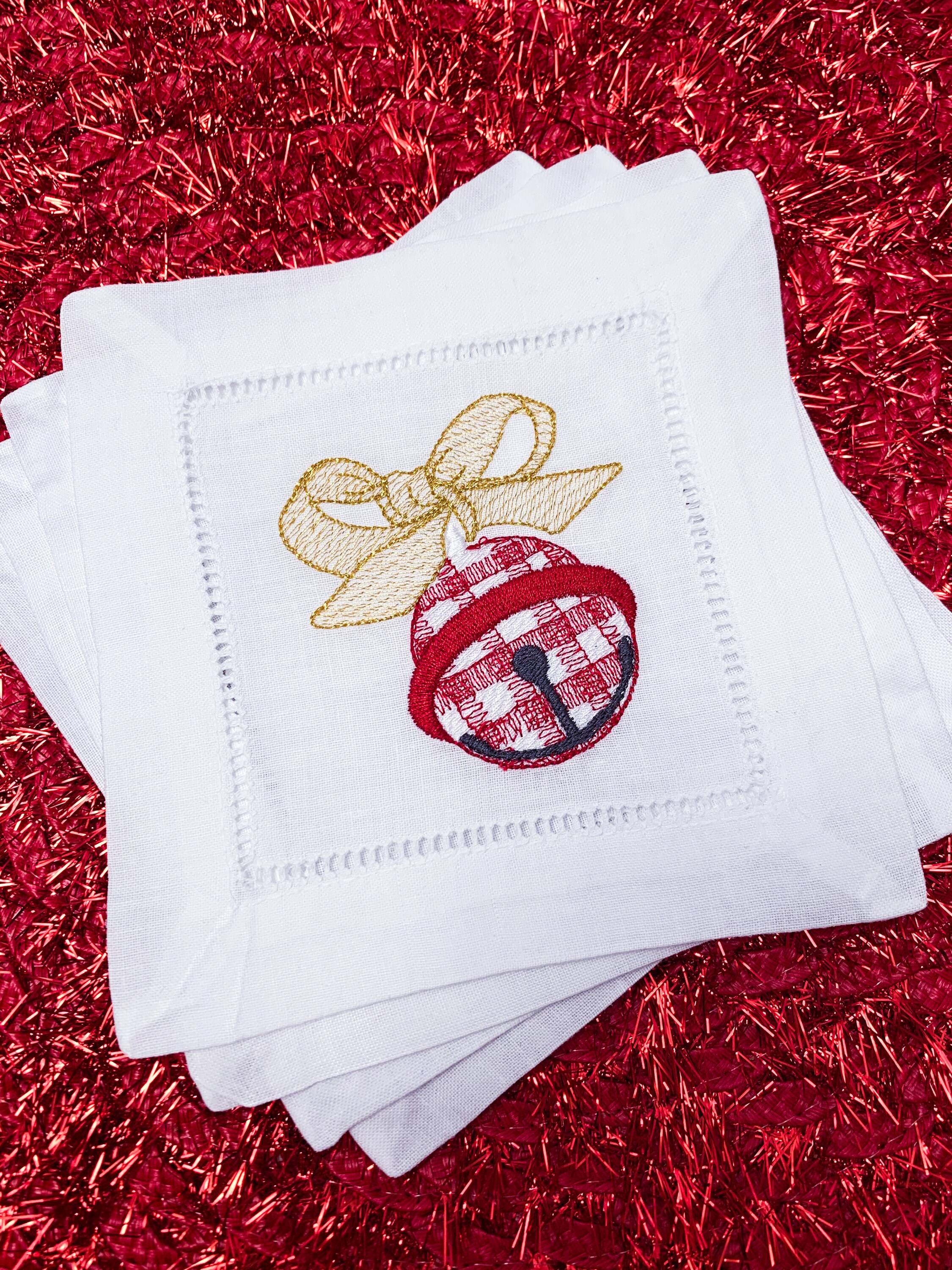 Christmas Linen Cocktail Napkins Christmas Cocktail Napkins Etsy