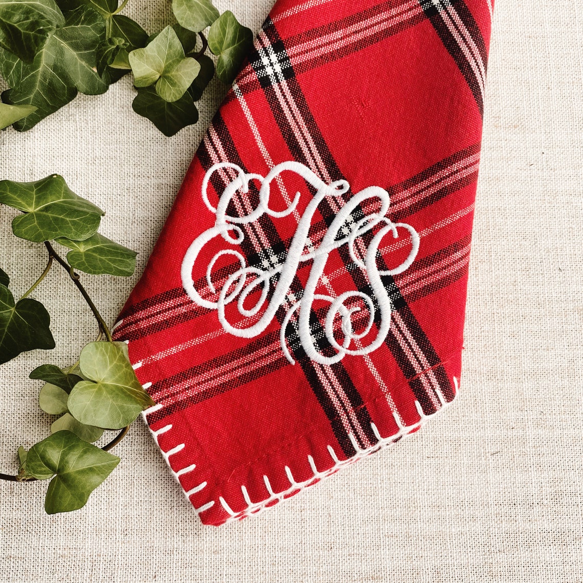 Plaid Napkins Christmas Plaid Napkins Red Plaid Napkins Etsy