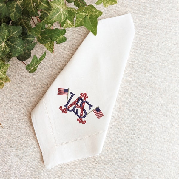 Dinner Napkin Linen Dinner Napkin Cloth Dinner Napkin Heirloom Gift Embroidered Linen Napkin Patriotic Table Decor, Holiday Table Decor