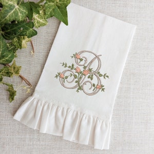 Decorative Hand Towel Personalized Linen Guest Towel Customized Monogram Bathroom Guest Linens Embroidered with Initial Custom Hostess Gift