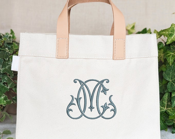 Custom Monogram Canvas Tote Customizable Shoulder Bag Embroidered Canvas Carryall Monogrammed High Quality Canvas Personalized Bag