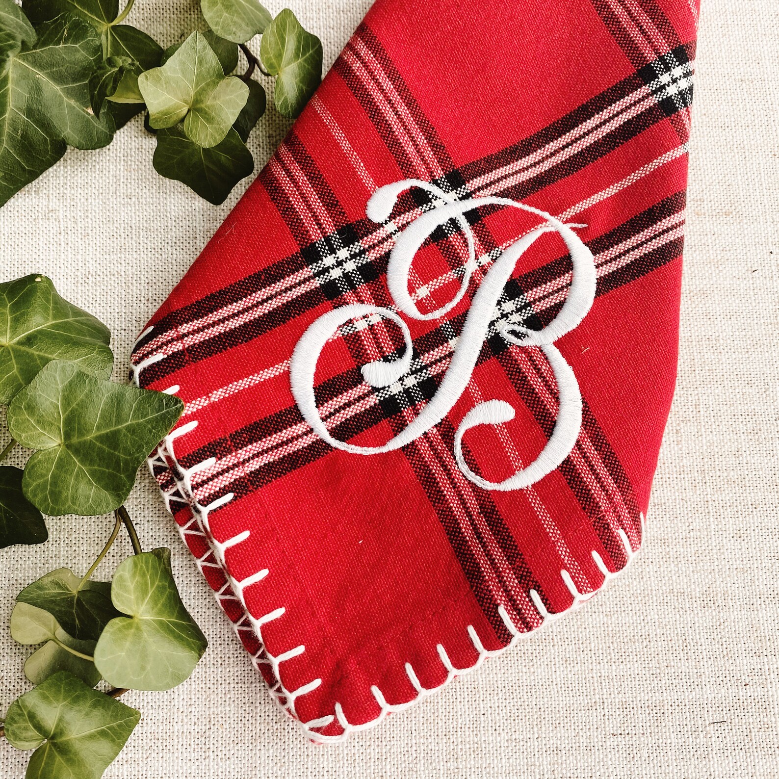 Plaid Napkins Christmas Plaid Napkins Red Plaid Napkins Etsy