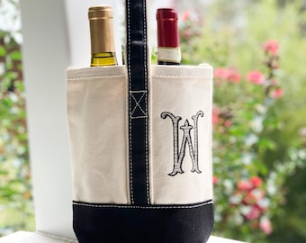 Wine Tote Bag Personalize Wedding Gift for Bridal Party Favor Monogram Wine Lover's Gift for Girls Weekend Custom Wine Carrier with Monogram