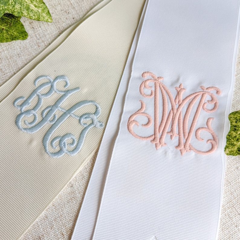 Bouquet Ribbon Wedding Bouquet Ribbon Bridal Bouquet Ribbon Wedding Bouquet Accessory Bridesmaid Bouquet Wrap Monogram Wedding image 5