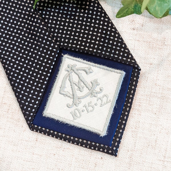 Tie Patch Custom Embroidered Men's Tie Patch Personalized Tie Patch Wedding Tie Label Grooms Tie Patch Coat Patch