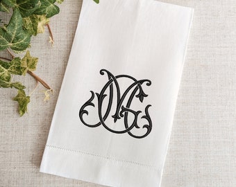 Linen Hand Towel Personalized Linen Hand Towel for Wedding Custom Linen Towels Embroidered Linen Fingertip Towels Monogram Linen Guest Towel