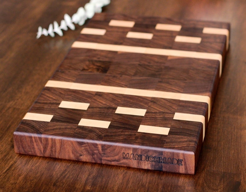 End Grain Walnut Maple Butcher Block Cutting Board | Etsy