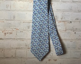 Blue Modern Geometric Cotton Necktie Mens Tie