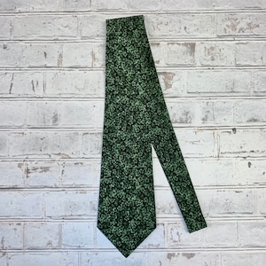 Green Floral Cotton Necktie Mens Tie