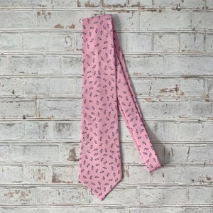 Pink Cotton Ditsy Floral Boho Necktie Mens Tie
