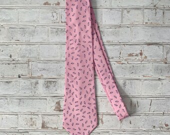 Pink Cotton Ditsy Floral Boho Necktie Mens Tie