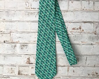 Green Modern Geometric Cotton Necktie Mens Tie