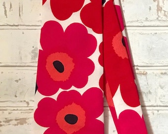 Red & Pink Unikko Poppy Marimekko Limited Edition Cotton Retro Floral Necktie Mens Tie