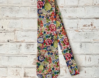 Colorful Painted Floral Rainbow Cotton Necktie Mens Tie