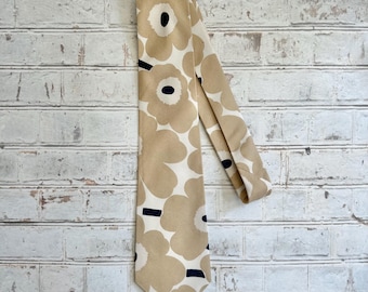 Khaki and Navy Marimekko Limited Edition Mino Unikko Cotton Retro Floral Necktie Mens Tie