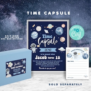 Outer Space Birthday Time Capsule-Edit w Corjl-First Trip around the Sun -Out Party of the world Space Birthday-First Birthday-AnyAge-A198-N