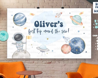 Outer Space Party Backdrop-Corjl-Dessert Table Decor-First Trip around the Sun-Out of This world-First Birthday-AnyAge-Baby Shower-A198