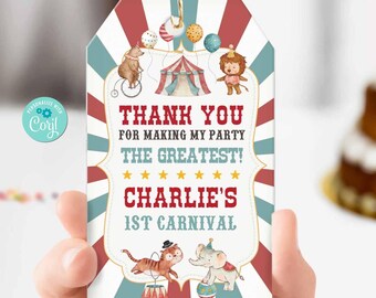 Vintage Circus Party Favor Tag-Corjl-Carnival Birthday-3 Ring Circus Party-Come One Come All-Carnival-First Birthday-AnyAge-Baby Shower-A223