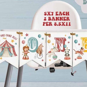 Vintage Carnival First Birthday Highchair Banner-Instant Download-Circus Highchair Decoration-Circus-Come One Come All-First Birthday-A223