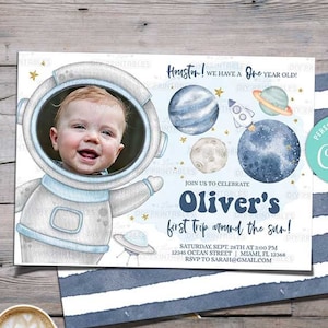 Outer Space Birthday Invitation-Self-Edit Corjl-First Trip around the Sun-Out of this world Space Birthday Invite-Baby Shower-AnyAge-A198-PH