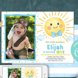 Invito Sunshine-Auto modifica con Corjl-Invito di compleanno Sunshine-Sei la mia festa Sunshine-Festa estiva-Primo compleanno Sunshine-Qualsiasi età-A162-Cp