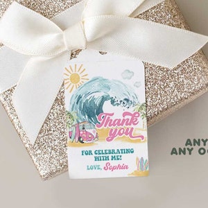 Surfing Birthday Favor Tags-The BIG ONE Geburtstag Danke-Self Edit w Corjl-Surf's Up-Schwimmbad-Surf Wave-Baby shower-Erster Geburtstag-AnyAge-A199
