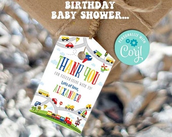Invitación de cumpleaños con temática de transporte - Edición personalizada con Corjl - Invitación para fiesta de transporte - Avión, coche, tren, camión, barco - Primer cumpleaños - Cualquier edad - A229