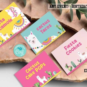 Llama Party Food Labels-Corjl-Llama Birthday Party Food Tents-Place Card-Fiesta Party-Cactus-A Whole Llama Fun-First Birthday-AnyAge-A171P