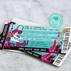 Rock Star Party Invitation-Self-Editing Printable Rock Star Birthday Invite-Rock & Roll Party-Rock Party-Pop Star-First Birthday-AnyAge-A119