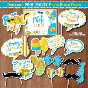 Printable Pool Party Photo Booth Props-printable Pool Birthday - Etsy