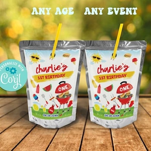 BBQ Party Capri Sun Labels- Corjl-Favor Juice Pouch Drink-Backyard BBQ Birthday-Pool-Summer-Pool Side-First Birthday-AnyAge-BabyShower-A133